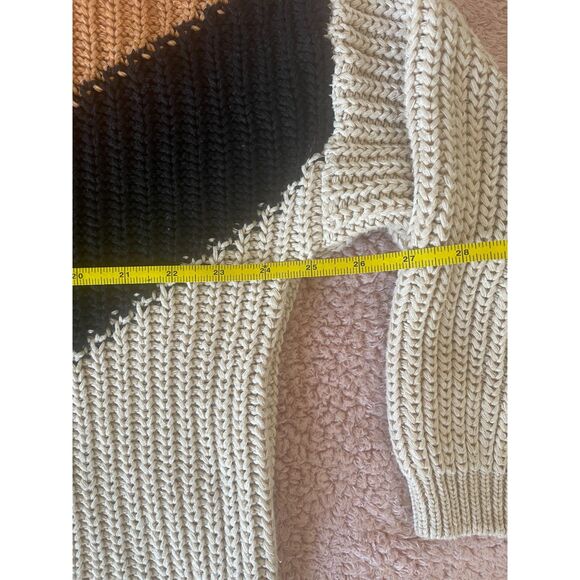 Lulus Women's Autumn Leaves Tan Multi Color Chevron Stripe Knit Sweater Sz Small - Picture 8 of 8